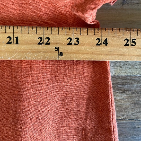 Poetry UK Linen Midi Dress Size 14 Orange Oversized Short Sleeves Side Pockets - Picture 6 of 12